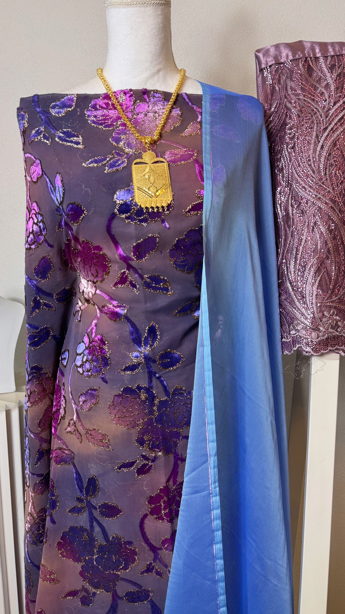 Floral Maqbal Collection - Purple & Blue