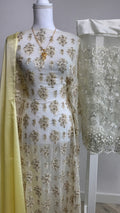 Pearl Lace Dirac Set - White & Yellow