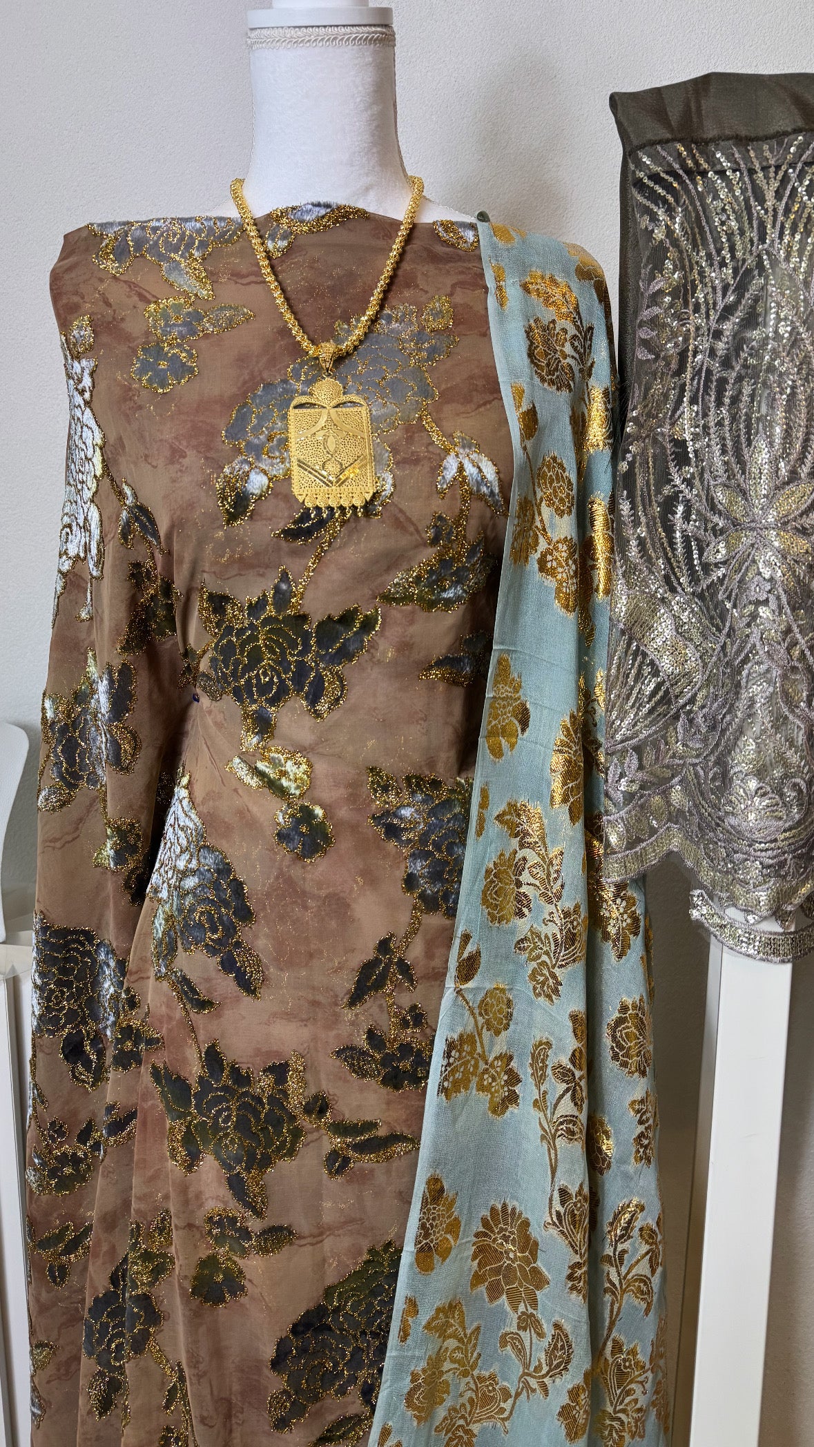 Floral Maqbal Collection - Grey